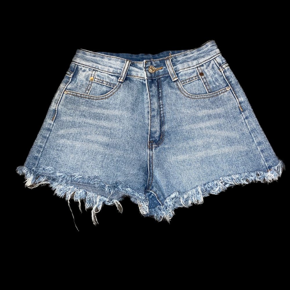 High Rise Frayed Hem Shorts